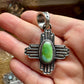 Zia Symbol Pendant with Sonoran Gold Turquoise – Sterling Silver – Native Made by K. Billah – Fits 8mm
