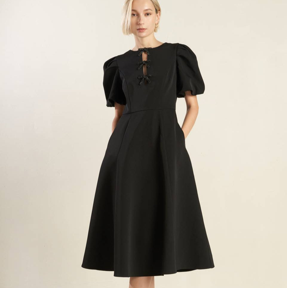 EFFORTLESS ELEGANCE WOVEN MIDI DRESS