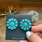 Cluster earrings stud - sterling silver and turquoise