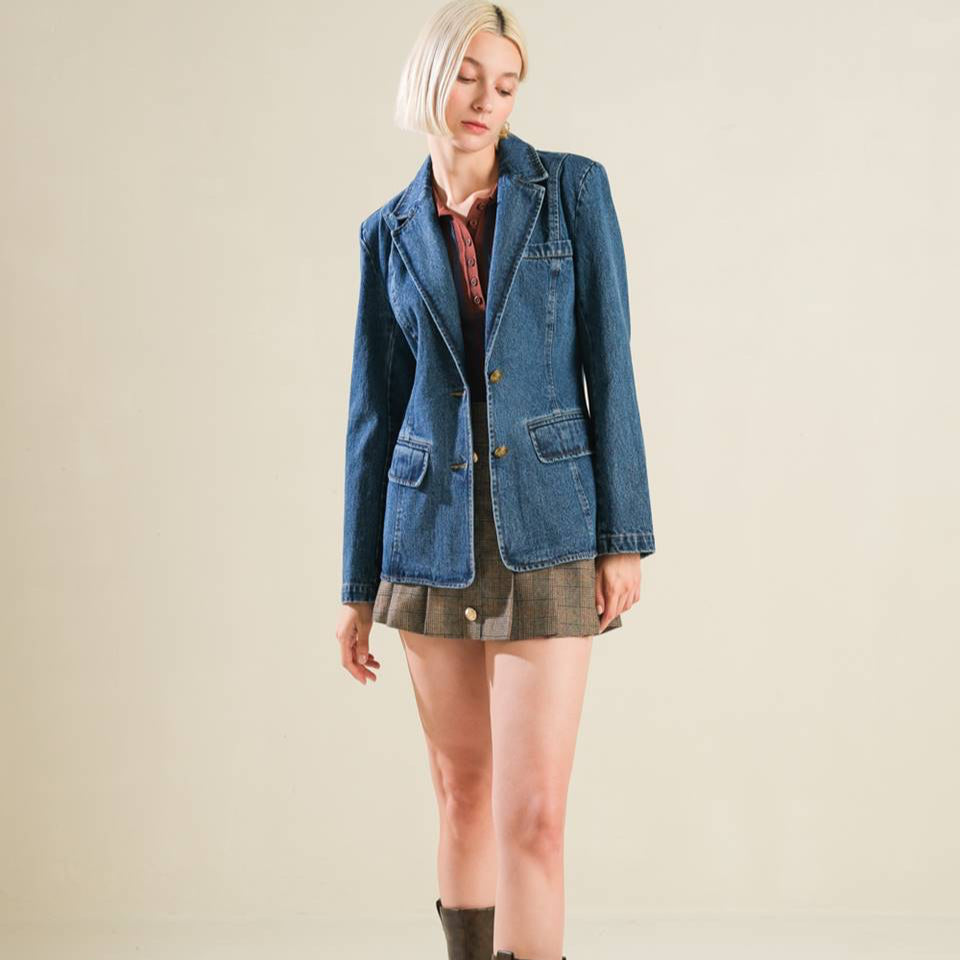 HOT TO GO DENIM BLAZER
