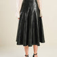 MY HEART TO YOU LEATHER MIDI SKIRT