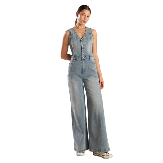 WALK WITH ME DENIM JUMPSUIT