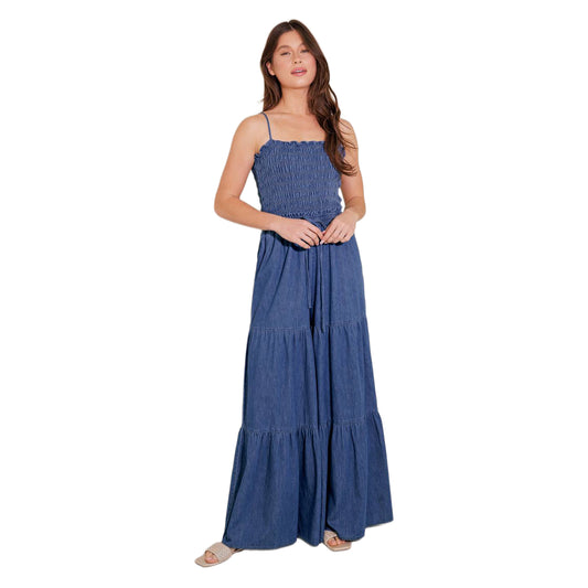 FEELING FREE INDIGO DENIM JUMPSUIT