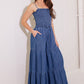 FEELING FREE INDIGO DENIM JUMPSUIT