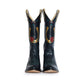 Black cowboy boots with floral and horseshoe design
