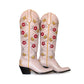 Pink Fraulein Boot cowboy boots with floral embroidery