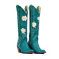 Fraulein Rose teal cowboy boots with floral design
