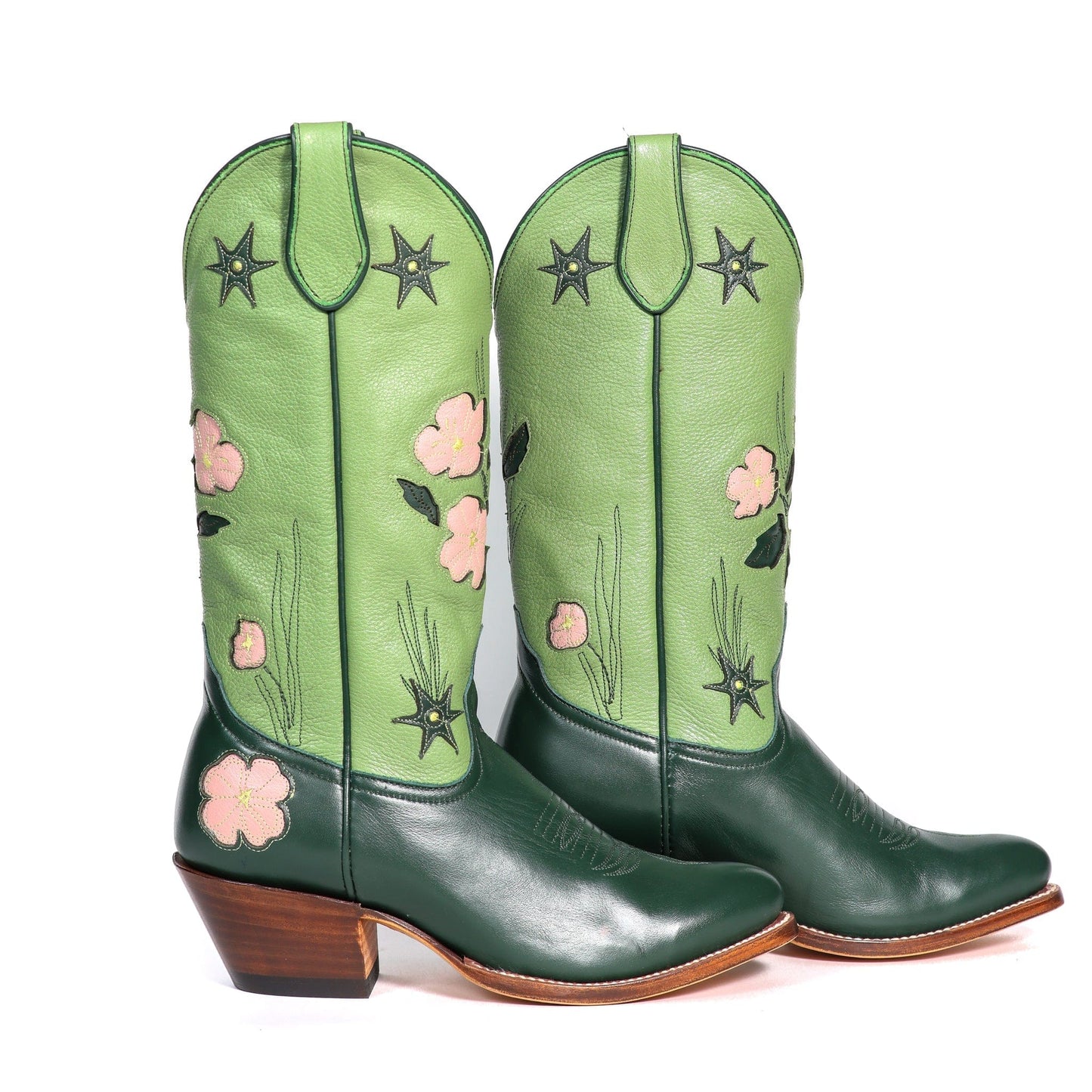 Green floral cowboy boots