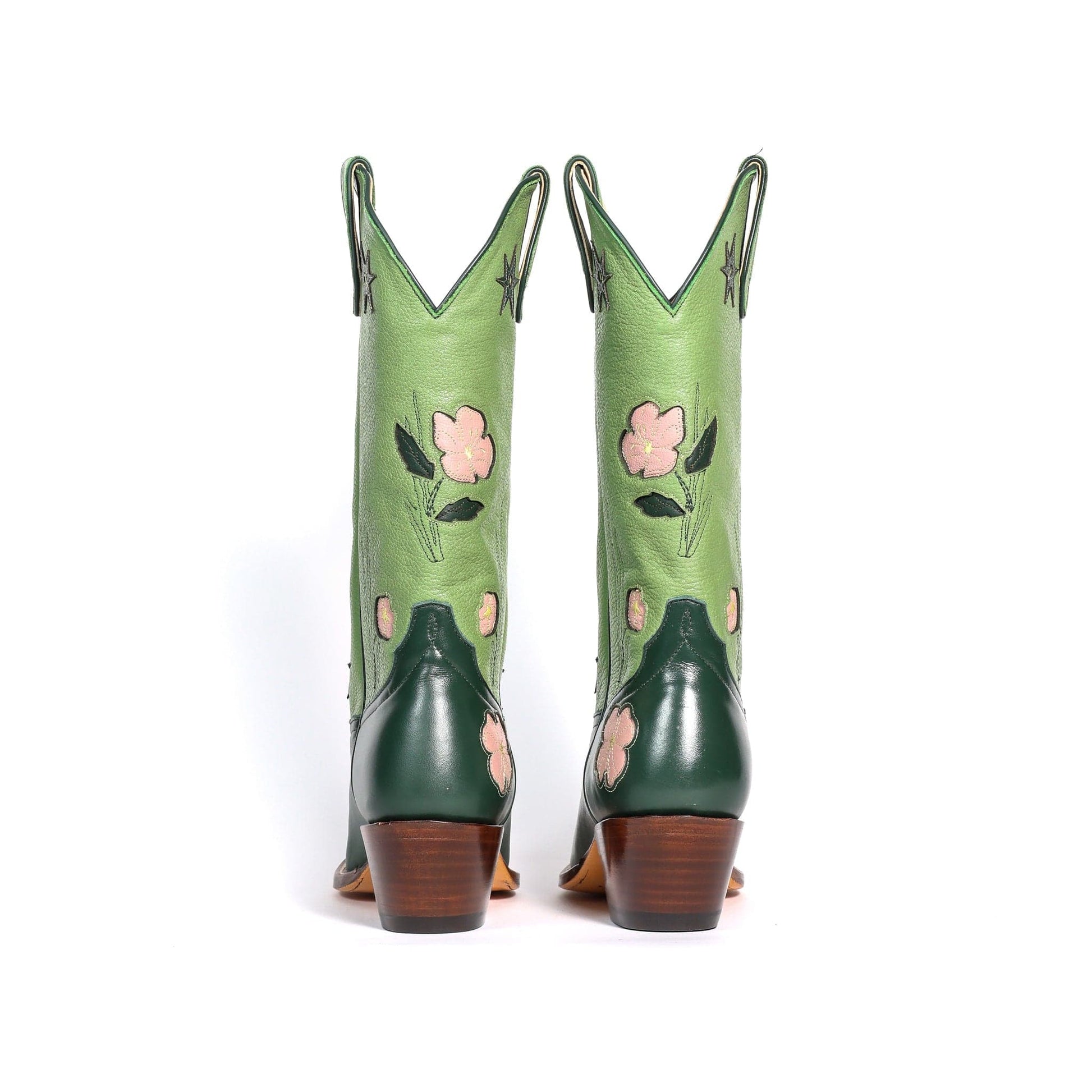 Green floral cowboy boots