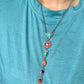 Sterling Silver Lariat Necklace – Native Made – Turquoise, Spiny, & Lapis Charms – One of a Kind