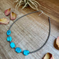 15-Inch Flat Blue Turquoise & Sterling Silver Pearl Choker
