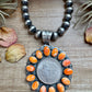 Orange Spiny Oyster & Silver Coin Pendant – Signed by Gabby