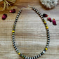 18 inch 8 mm Sterling Silver Pearls necklace and bumblebee jasper beads