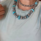 Turquoise Nugget & Sterling Silver Pearl Necklace – 21"