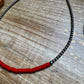 15-Inch Red Magnesite Heishi Necklace – Sterling Silver Pearls, Handmade