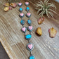 Lariat Necklace – Golden Hill Turquoise & Pink Conch Heart – 34” Adjustable Statement Piece