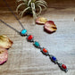 Sterling Silver Lariat Necklace – Native Made – Turquoise, Spiny, & Lapis Charms – One of a Kind
