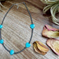 15-Inch Peruvian Amazonite Heart Necklace – 5 Hearts, Handmade with Sterling Silver Pearls