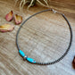 15-Inch Sterling Silver Pearl & Blue Turquoise Torpedo Choker