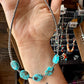 15-Inch Flat Blue Turquoise & Sterling Silver Pearl Choker