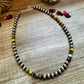 18 inch 8 mm Sterling Silver Pearls necklace and bumblebee jasper beads