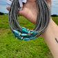 15-Inch Sterling Silver Pearl & Blue Turquoise Torpedo Choker