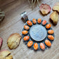 Orange Spiny Oyster & Silver Coin Pendant – Signed by Gabby