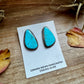 Kingman Turquoise Stud Earrings – 1.5 Inch Navajo Handmade by Donovan Nez