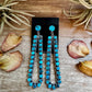 Sterling Silver Long Teardrop Earrings with Kingman Turquoise – 4 Inch, Post Style, USA Made