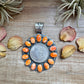 Orange Spiny Oyster & Silver Coin Pendant – Signed by Gabby