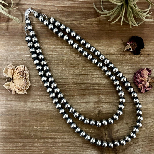 Sterling Silver Pearls Necklace 18 to 20 inch 10 mm Pearls