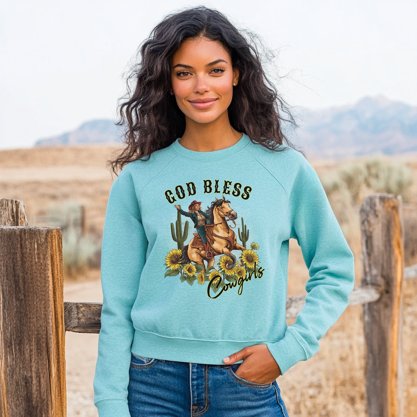 God Bless Cowgirls Crew Sweatshirt by Bourbon Cowgirl