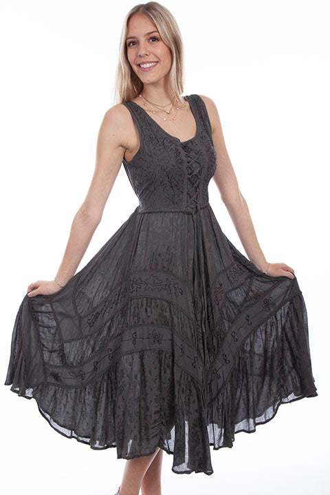 Gunmetal Gray Lace Front Sleeveless Dress for Country Girls at Bourbon Cowgirl