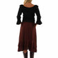 Chocolate Brown Maxi Skirt with Crocheted Band at Bourbon Cowgirl