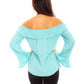 Off- Shoulder Turquoise Western Blouse for Women by Scully