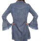 Denim Western Dress with Ruffled Cuffs for Country Girls at Bourbon Cowgirl