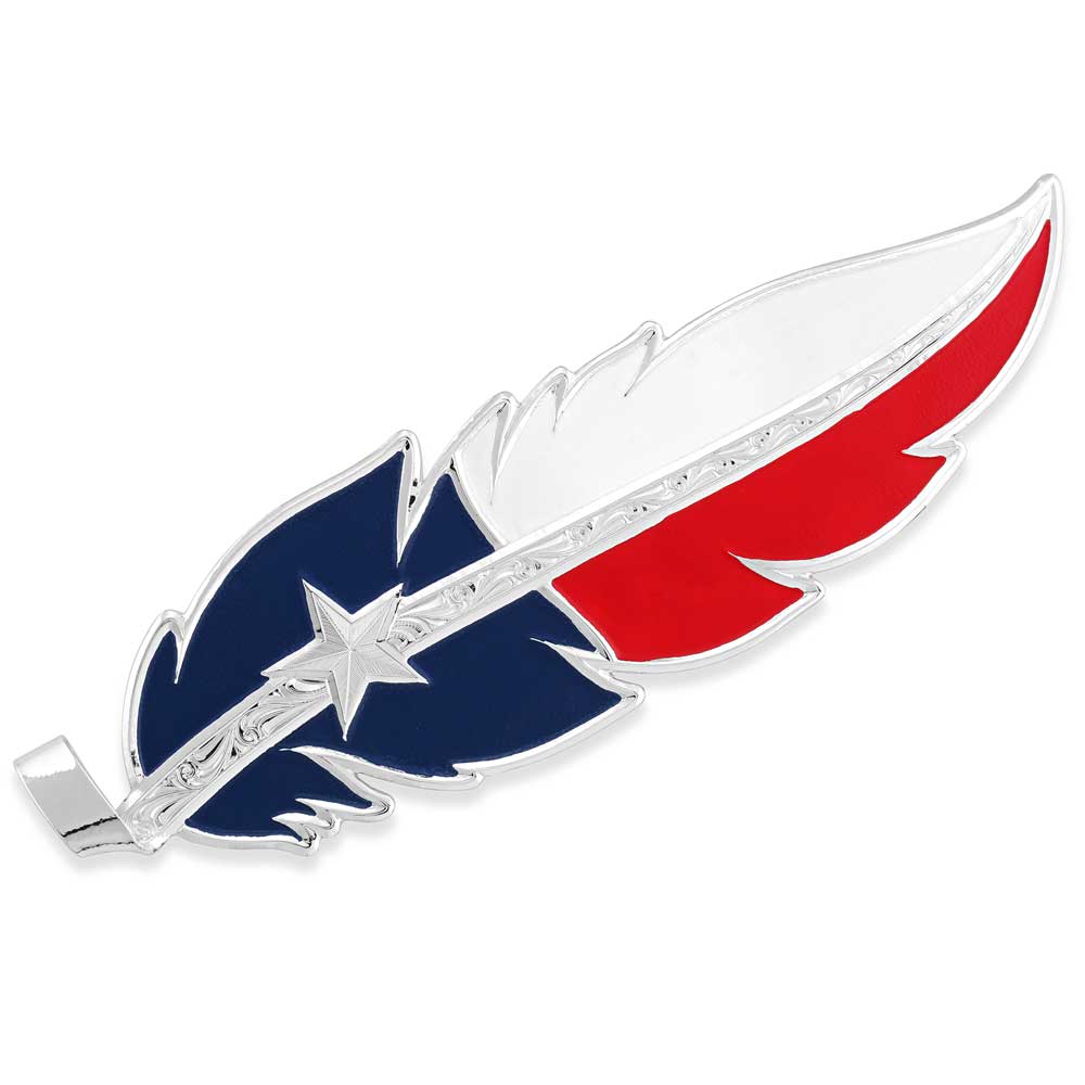 Texas Flag Hat Feather for Men - Montana Silversmiths