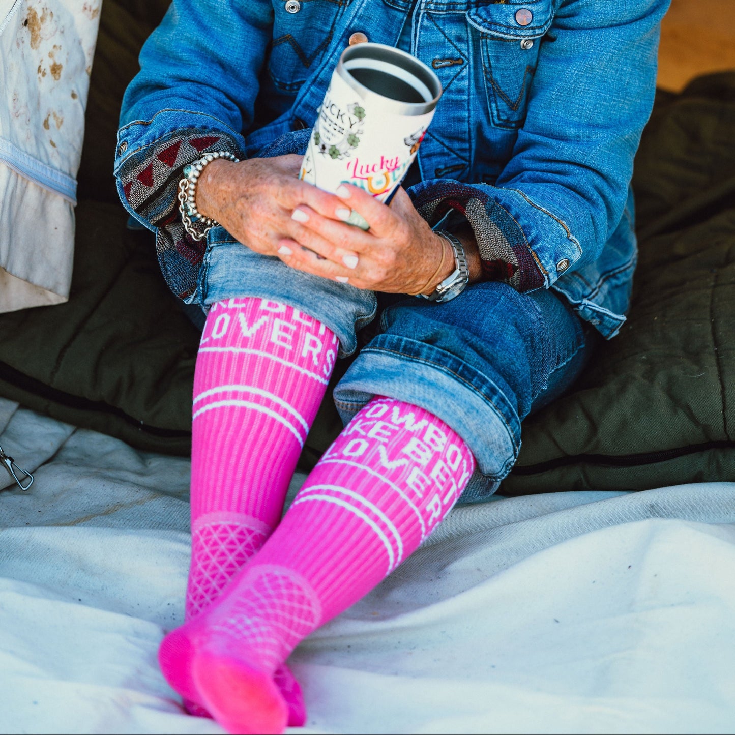 Cactus Alley- Cowboys Lover Pink Performance Boot Socks