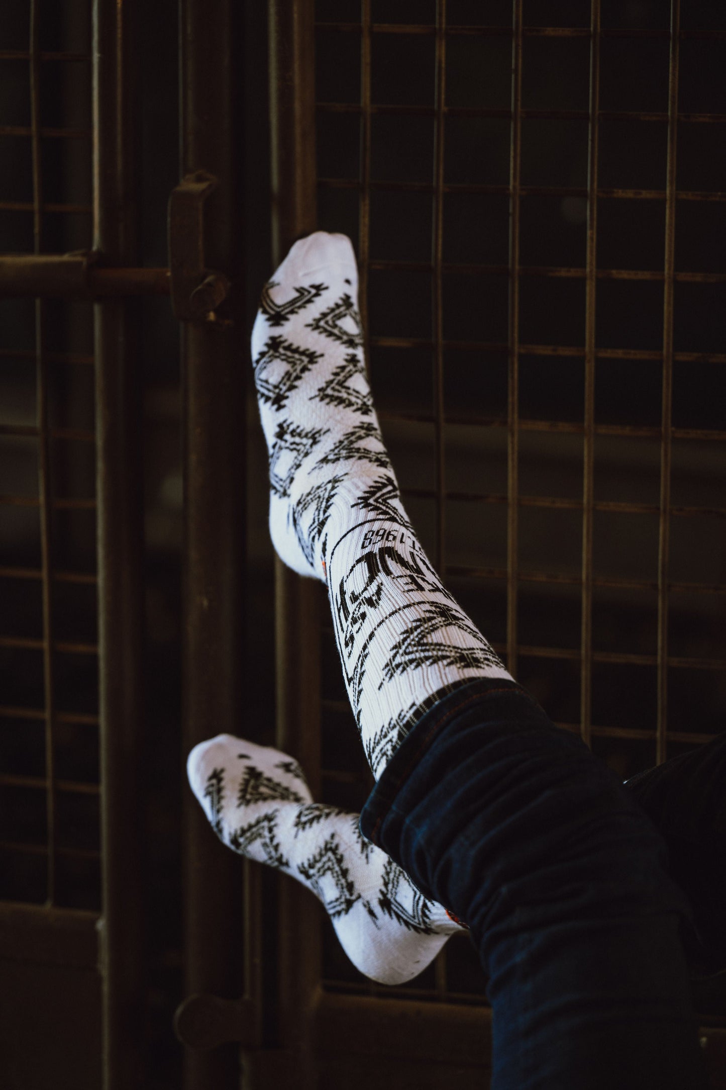 Cactus Alley- Broke Ass Ranch Blk/White Performance Boot Socks