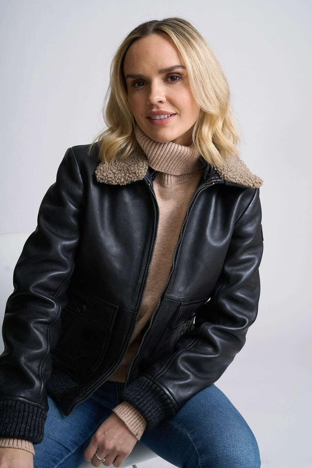 Hiver CF Leather Jacket by Mauritius in Black