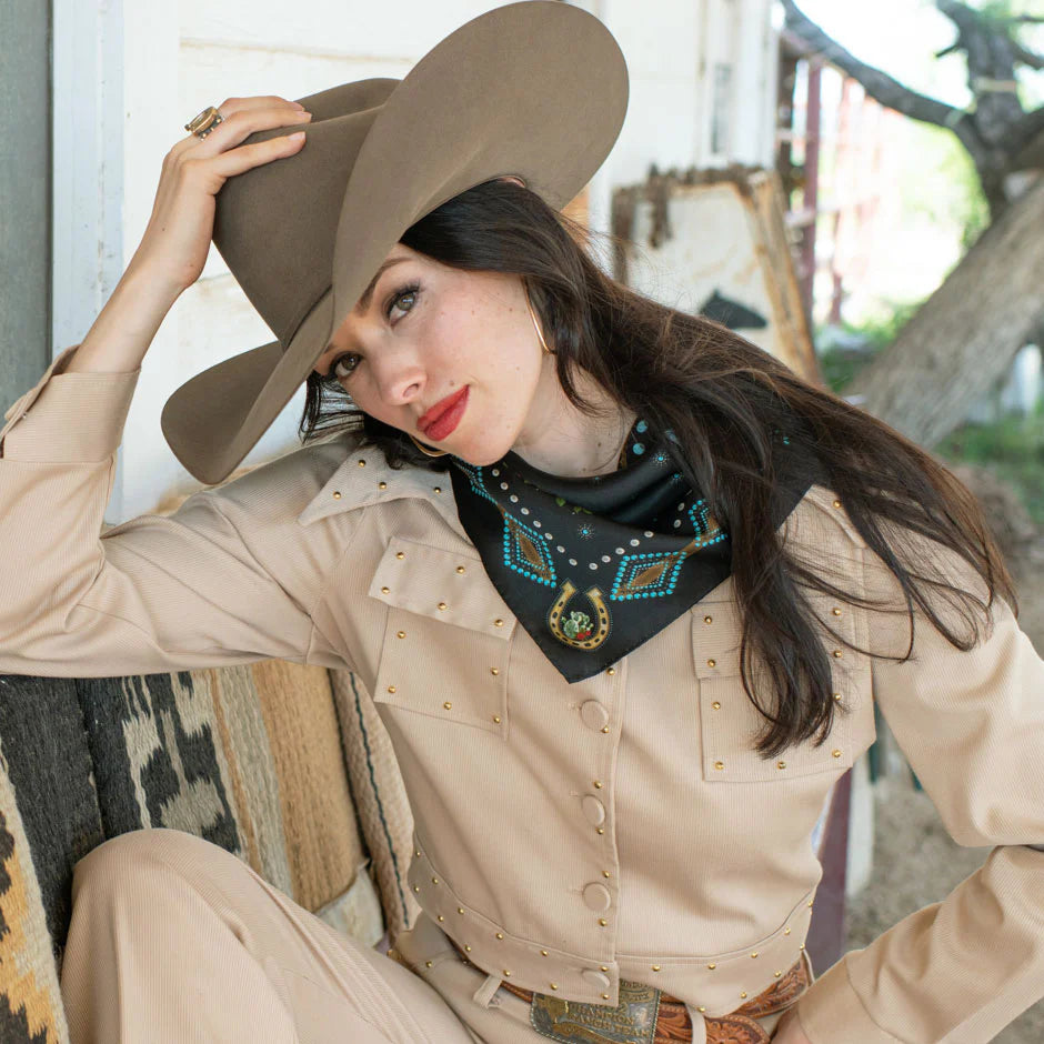 Hold Your Horses Black Silk Bandana Wildrags