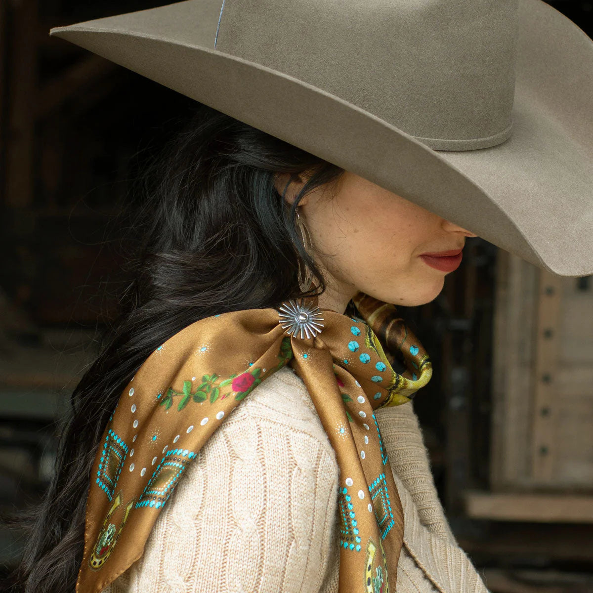 Hold Your Horses Carmel Brown Bandana Wild Rag at Bourbon Cowgirl