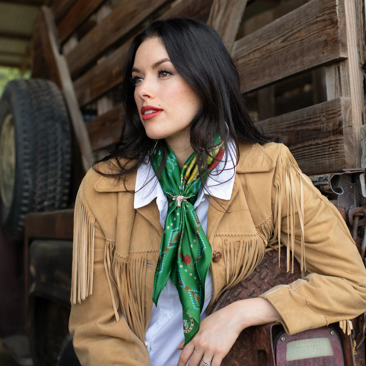 Hold Your Horses Kelly Green Bandana Wild Rag at Bourbon Cowgirl