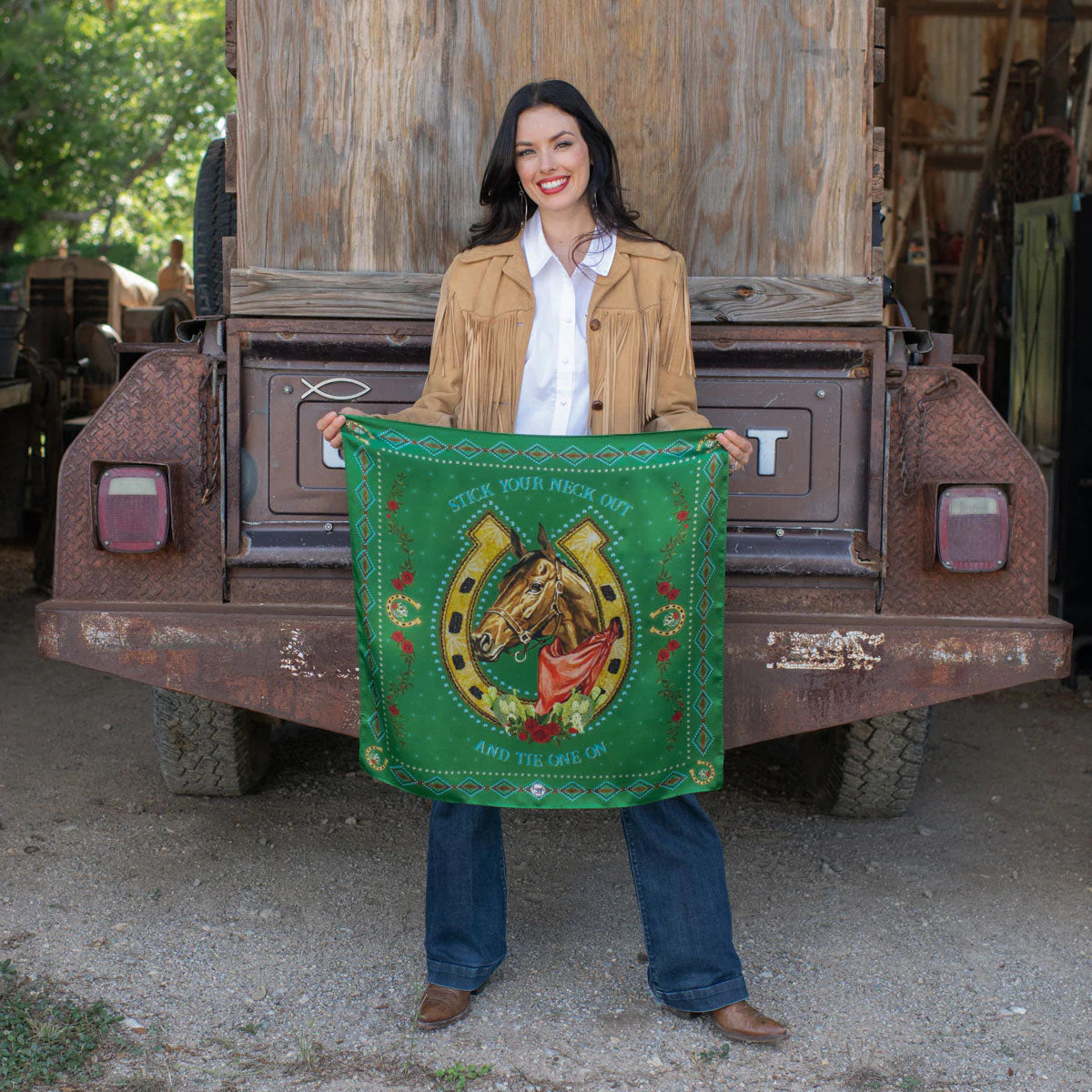 Hold Your Horses Kelly Green Bandana Wild Rag at Bourbon Cowgirl