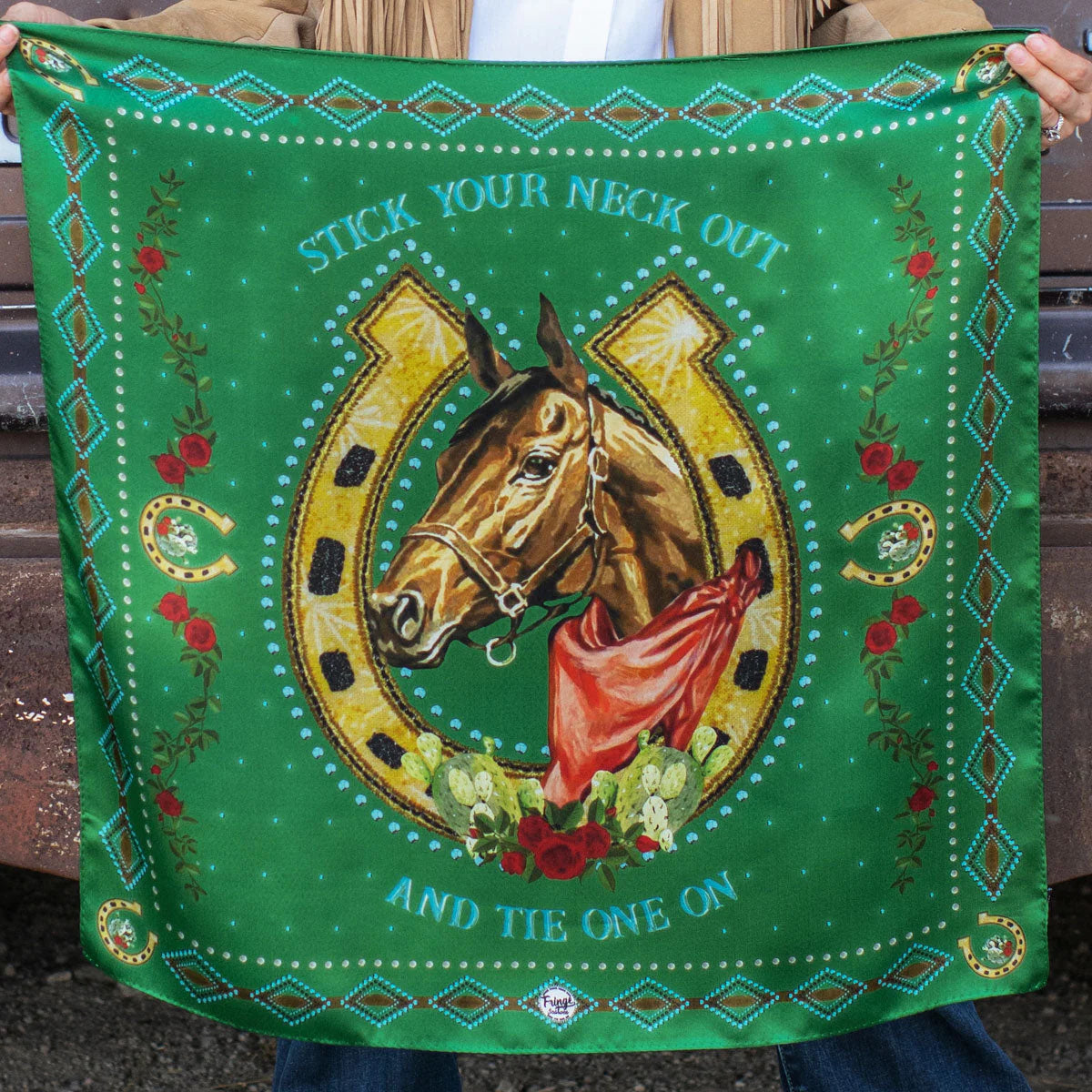 Hold Your Horses Kelly Green Bandana Wild Rag at Bourbon Cowgirl