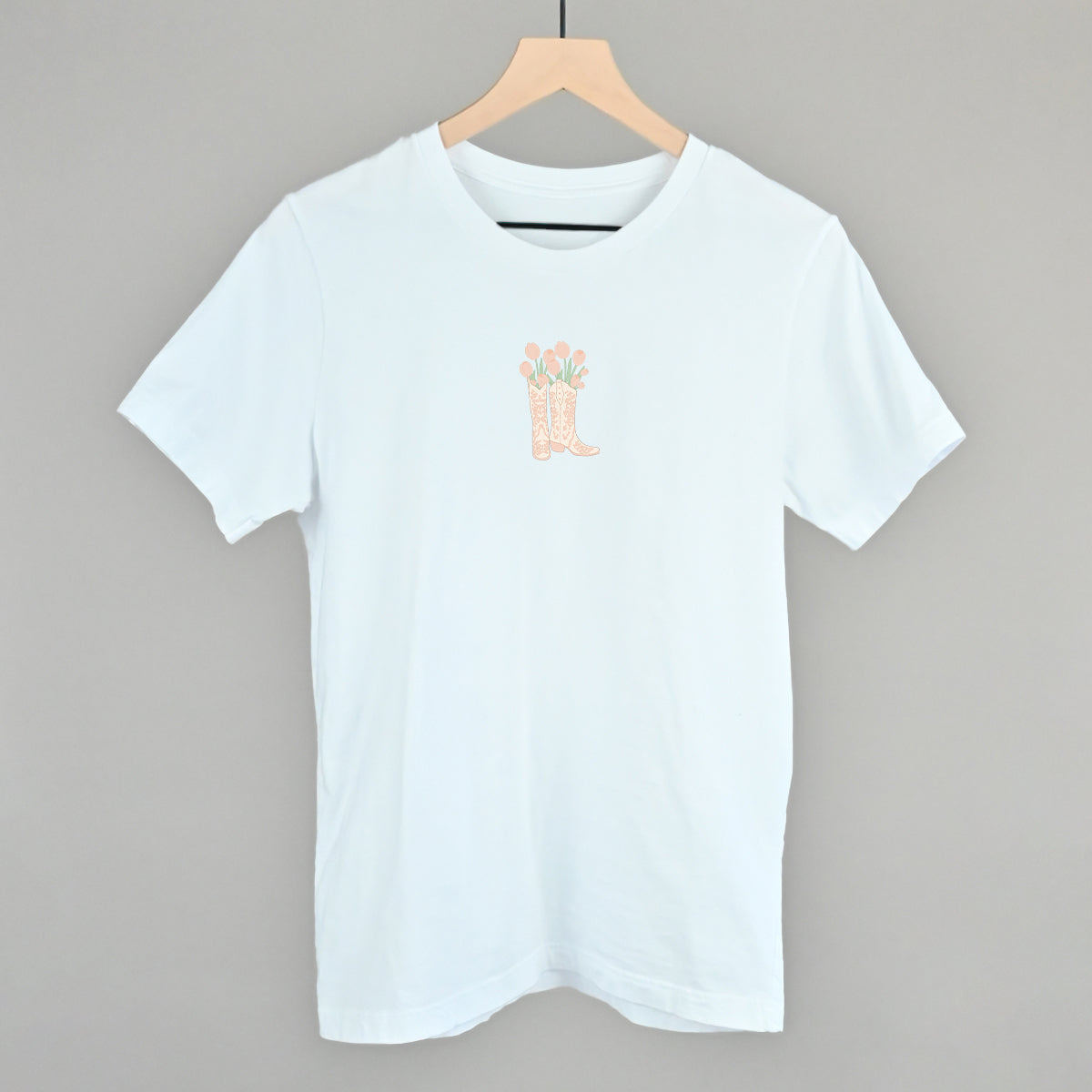 IC-Bella3001Tee White with floral boot graphic
