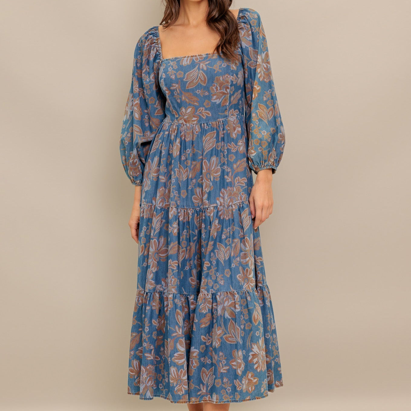 CIRCLE OF FRIENDS DENIM MIDI DRESS