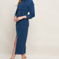 MIDNIGHT DARK INDIGO DENIM MIDI DRESS