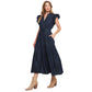 POWER DENIM GODDESS DARK INDIGO MIDI DRESS