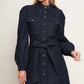 HOLIDAY DARK INDIGO DENIM MINI DRESS